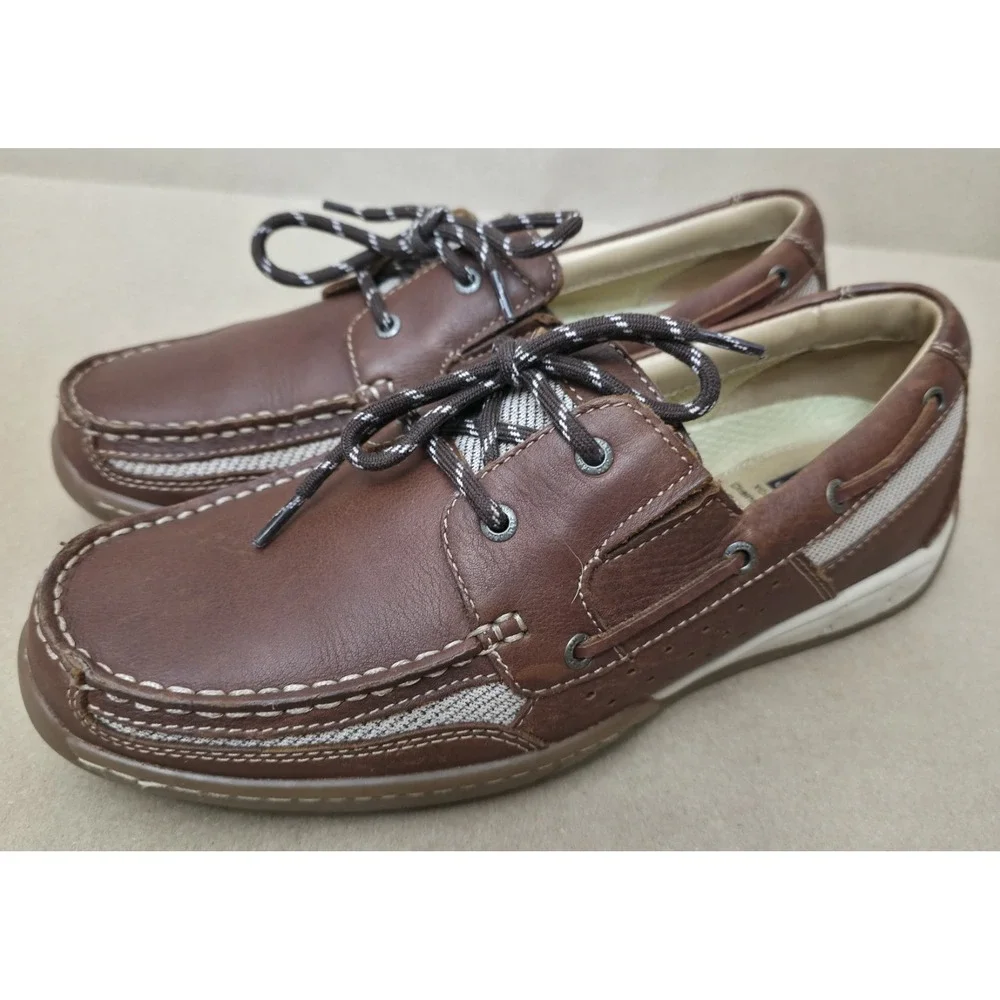 Johnston & Murphy (Sz 8.5 M) Brown Leather Boat Shoes Water Resistant Drainage